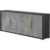 Travertine Buffet in Grey Travertine & Dark Wood